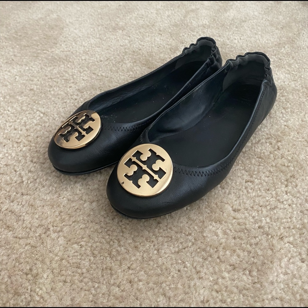Tory Burch black leather flats